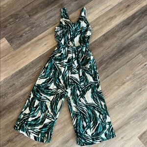 Tropical Leaf Print Jumpsuit
